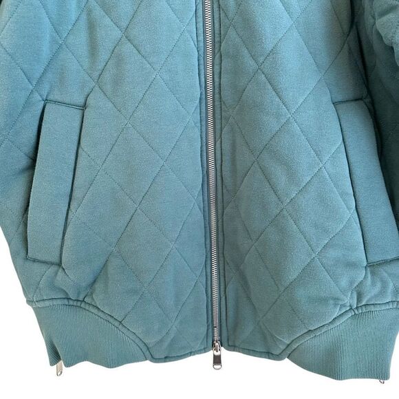 Athleta Retro Plush Quilted Oversized Bomber Jacket in Deep Ocean Teal Size S - Picture 7 of 9